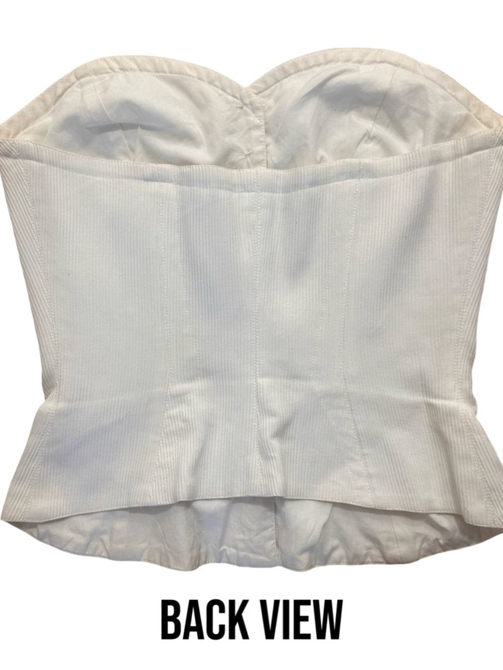 CLAUDE MONTANA Ivory Strapless Button-Front Corset Top - Picture 3 of 7